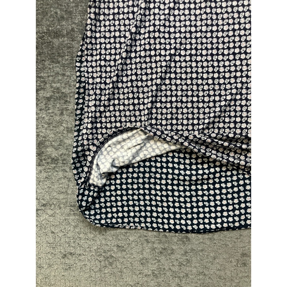Loft Womens Medium Blue White Floral Knit Woven Tank Top Button Back Round Neck - Picture 9 of 13